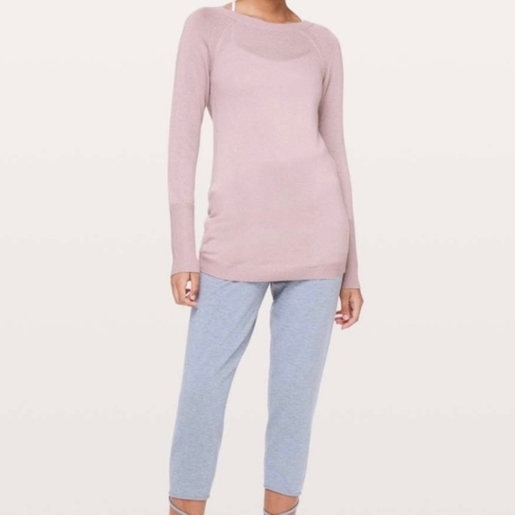 Lululemon Unity Drop Back Sweater Womens size 6  blush Knit Pullover Athleisure - Picture 3 of 13